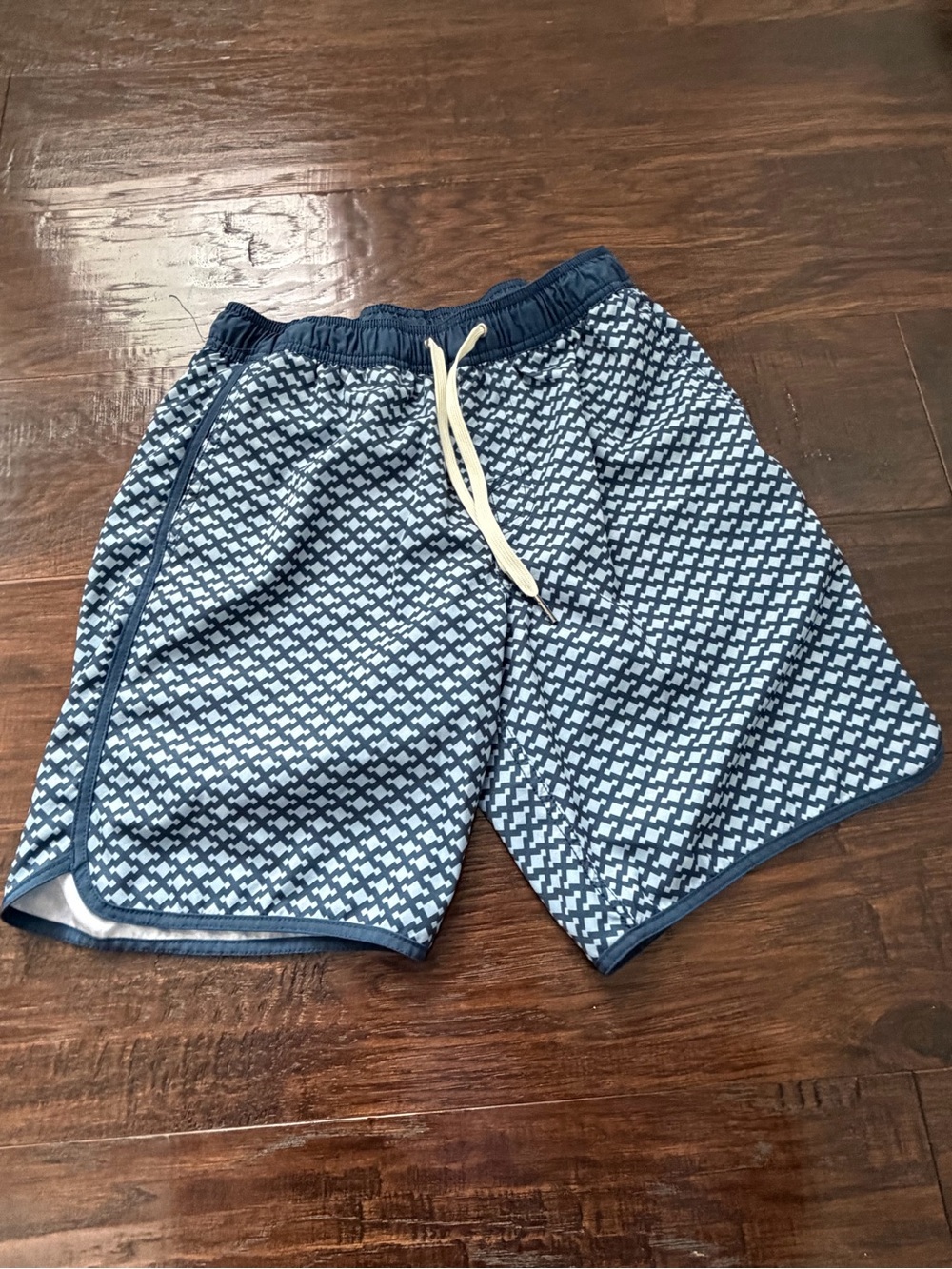 Fair Harbor Navy & White Geometric Swim Trunks